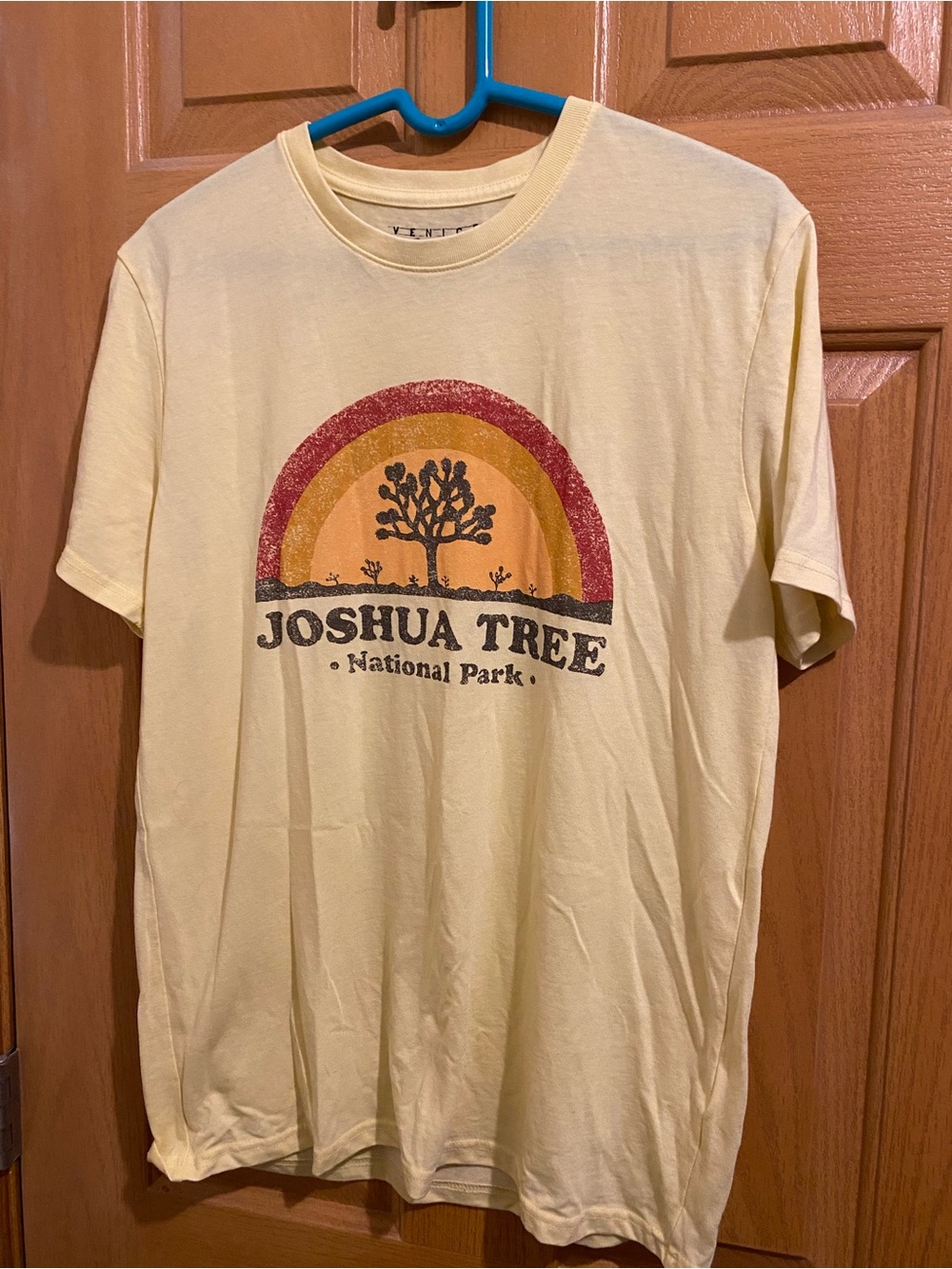 Lucky Brand Joshua Tree Graphic Tee in Yellow with Red and Orange Print